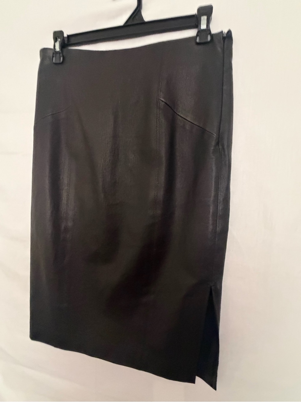 Worth New York Women Black 100% Genuine Leather Pencil Midi Skirt Size 6(A869)